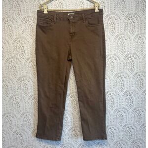 M Jeans by Maurices Women's Brown Slim Straight Ankle‎ Mid Rise Pants Size 14